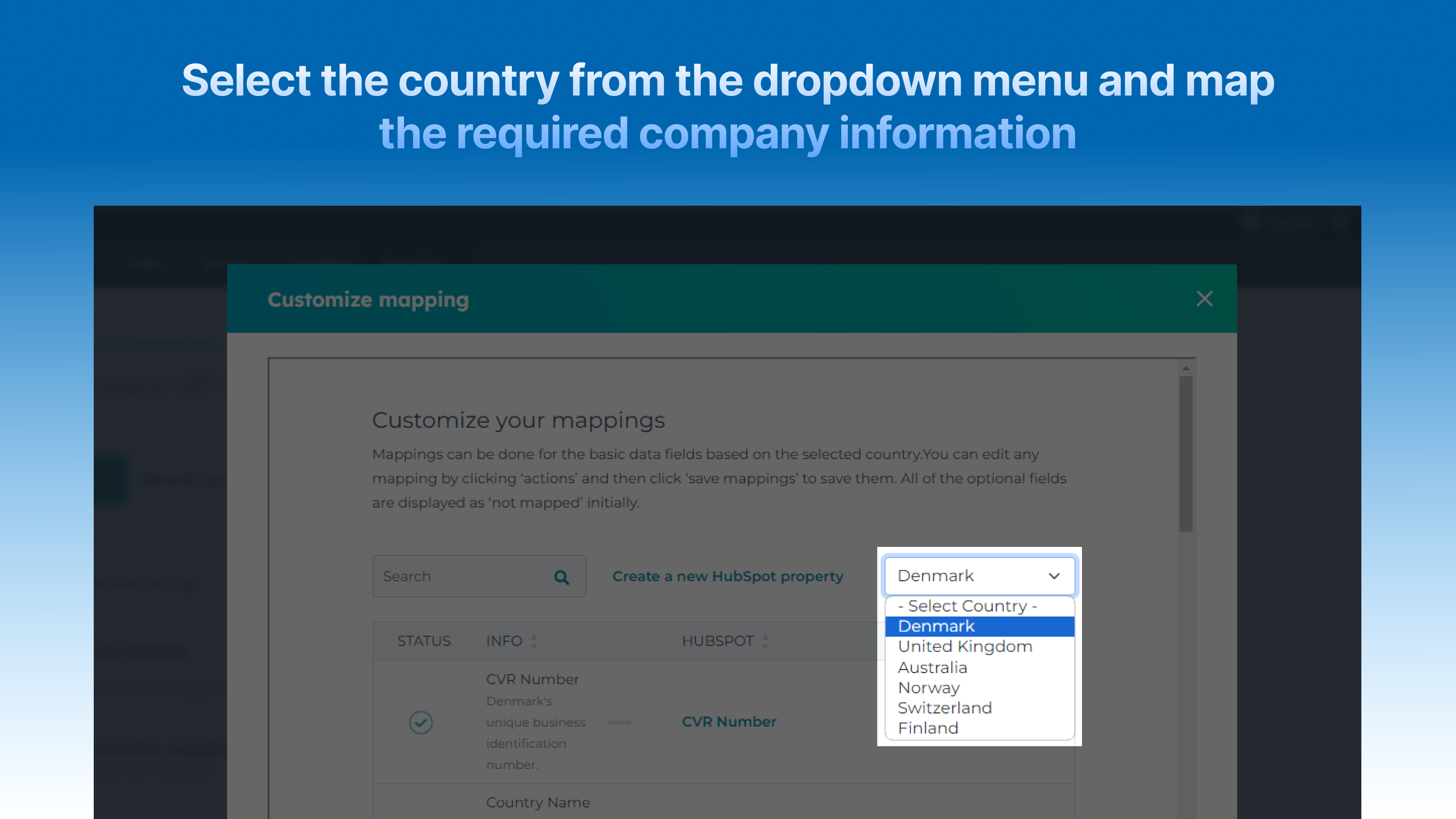 Company VAT Lookup HubSpot Integration Connect Them Today   HS Vat Select Country 2 1 